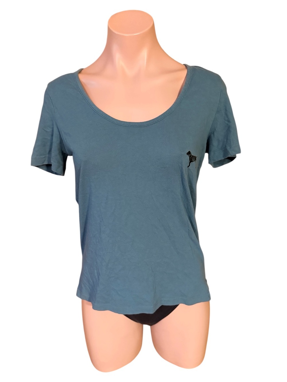 Victoria’s Secret PINK Womens XS Teal Blue Cutout Open Back Short Sleeve T-Shirt